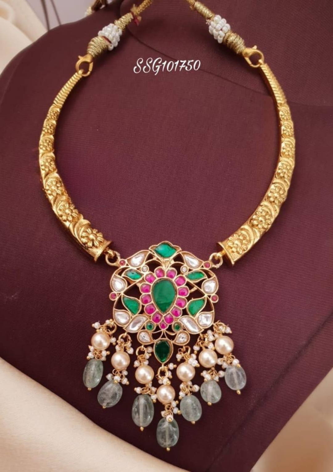 Jadau Kundan and beads necklace ssg 101750