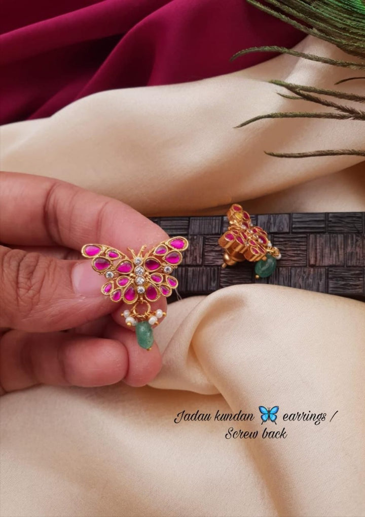 Jadau Kundan Earrings Screw back g10850