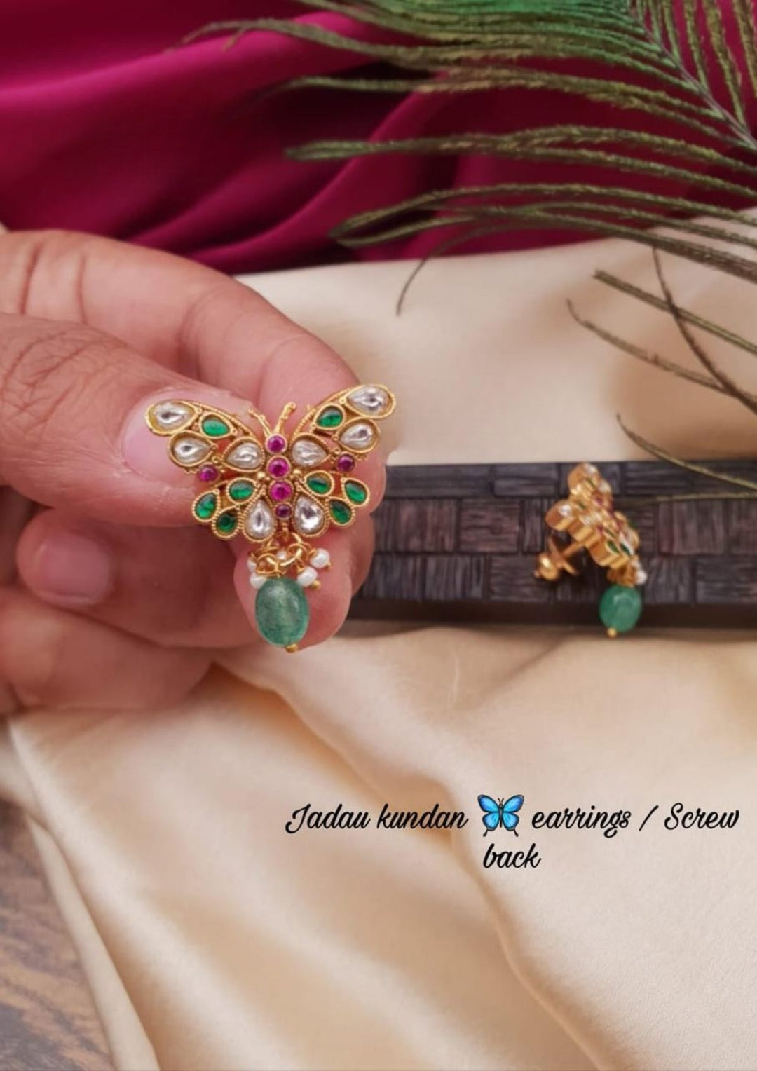 Jadau Kundan Earrings Screw back g10850