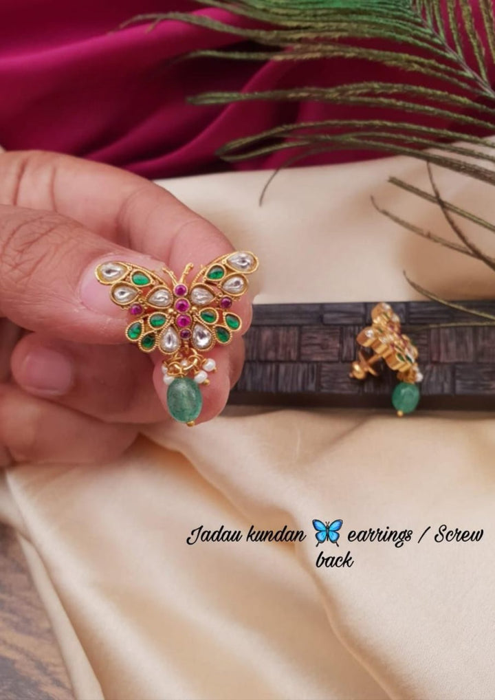Jadau Kundan Earrings Screw back g10850