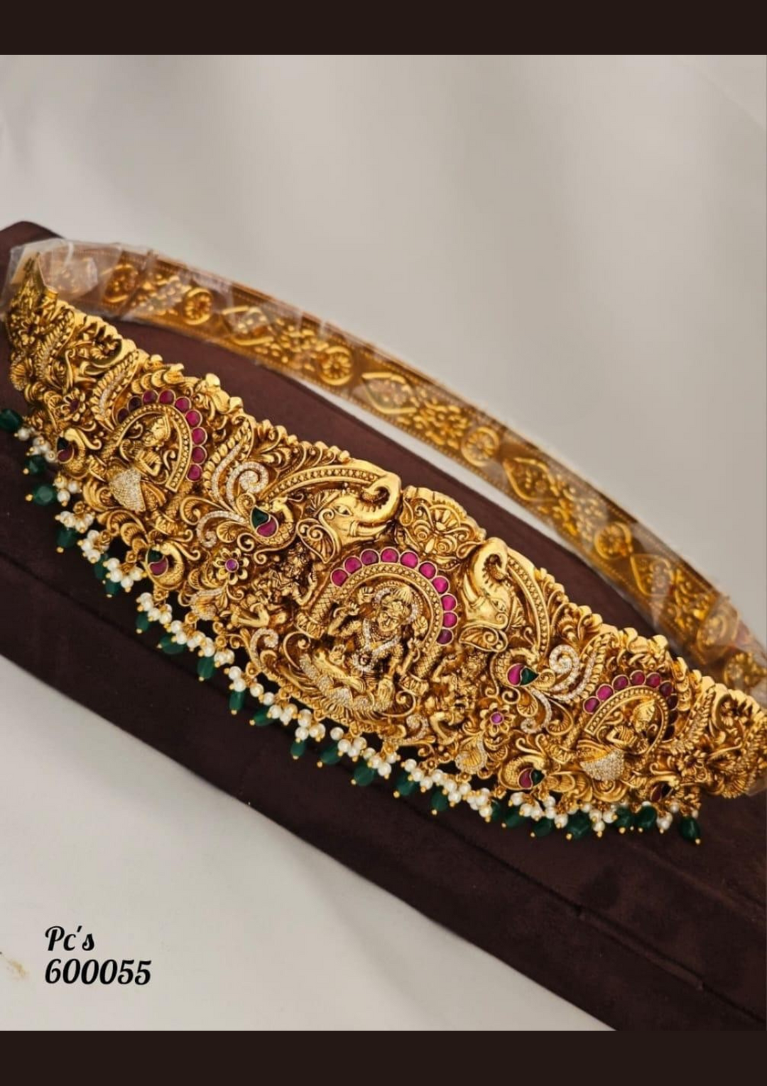 Kundan and beads temple jewelry hipbelt pcs 600055