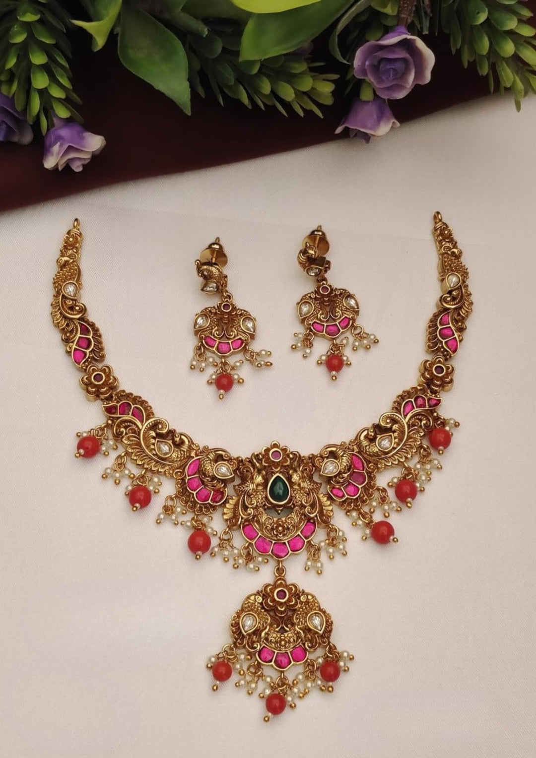 Jadau Kundan Necklace with Earrings s 280042