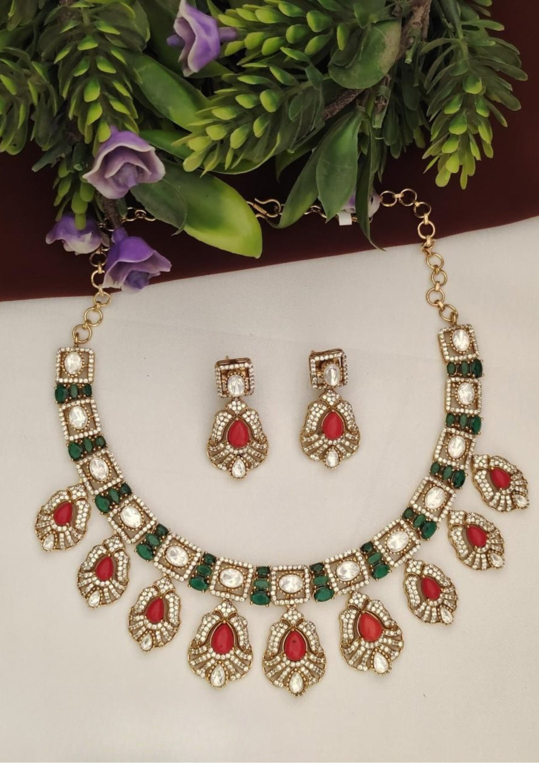 Kundan Necklace with Earrings s 450004