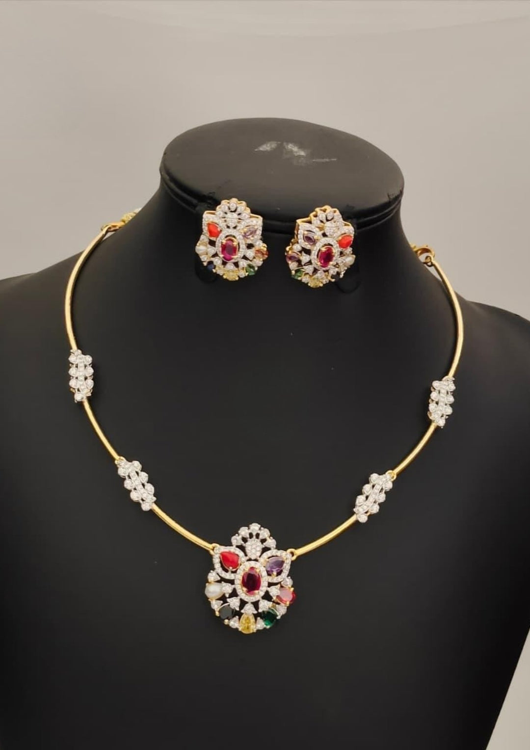 Pure Zirconian Diamond Necklace with Earrings s130009