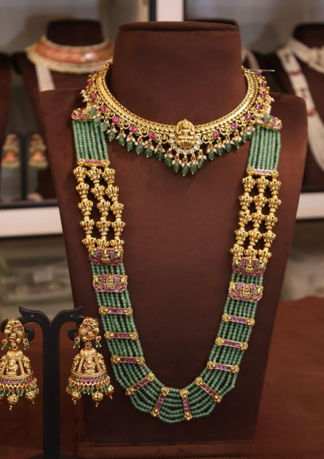 Jadau Kundan Beads Necklace with Earrings s1100501