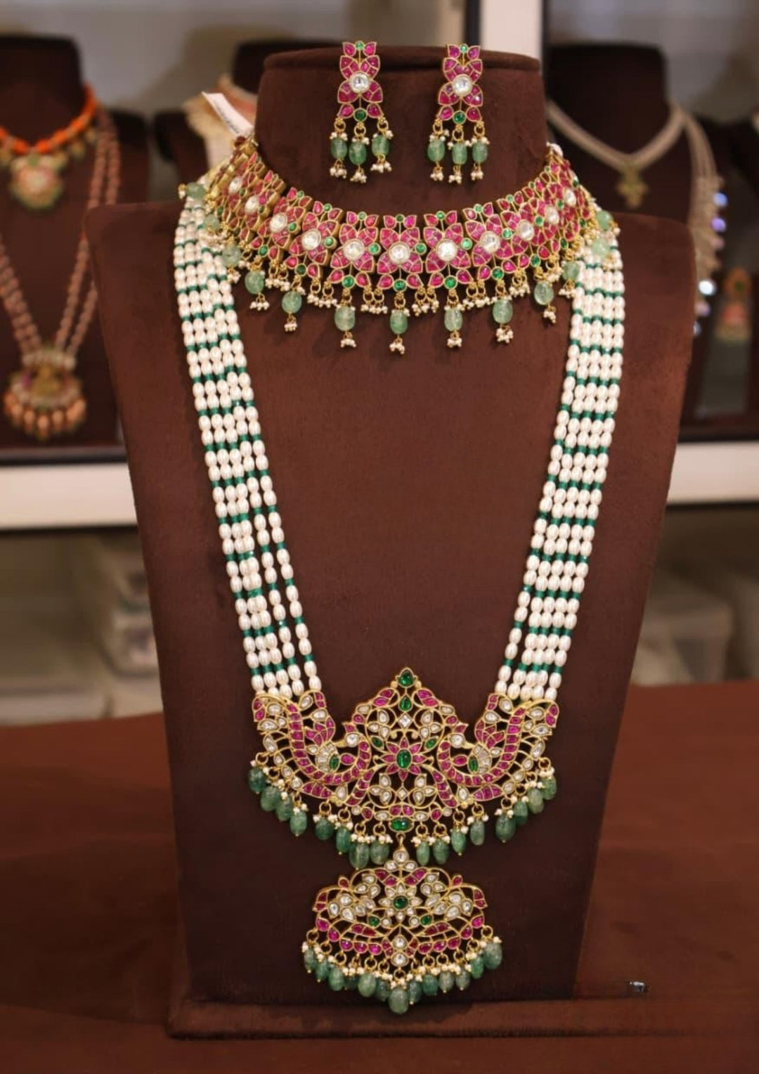 Jadau Kundan & Beads Necklace with Earrings s1500501