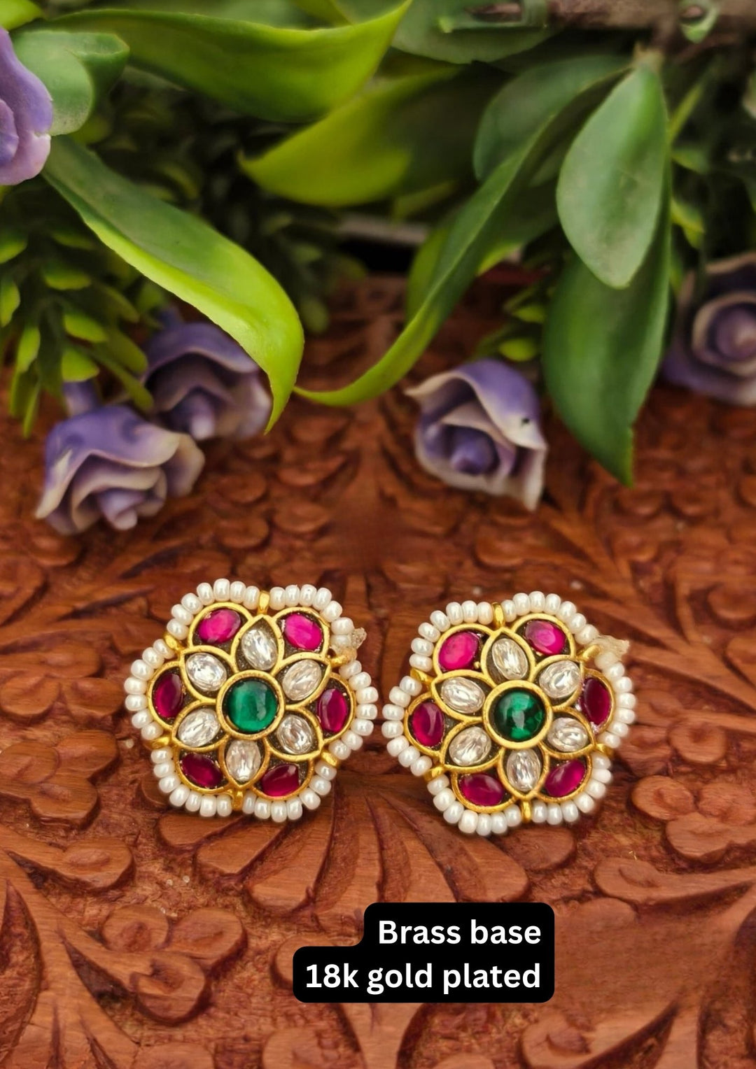 Kundan screwback  Studs   s120009