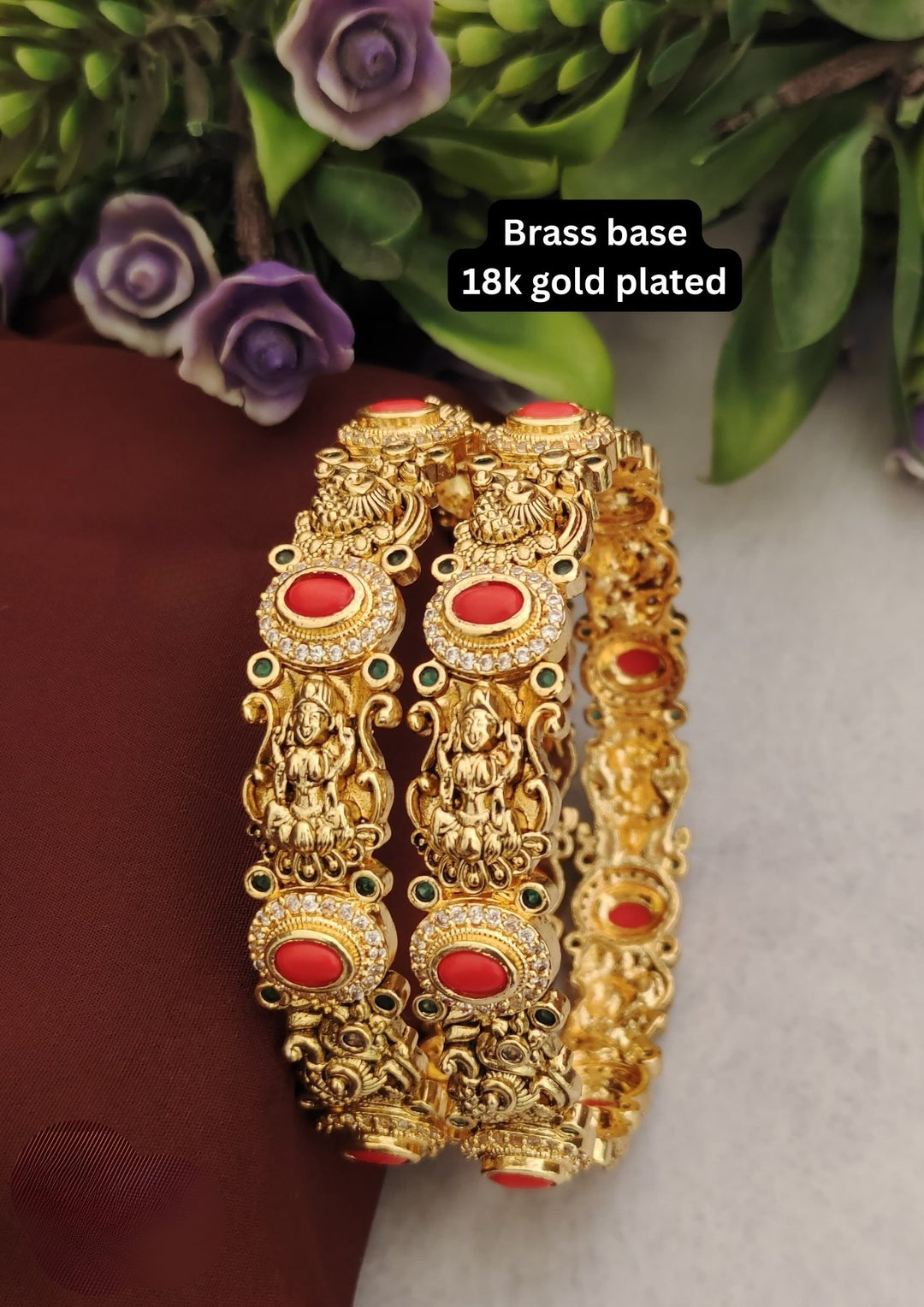 Kundan Temple Bangles ( set of 2 ) s110058
