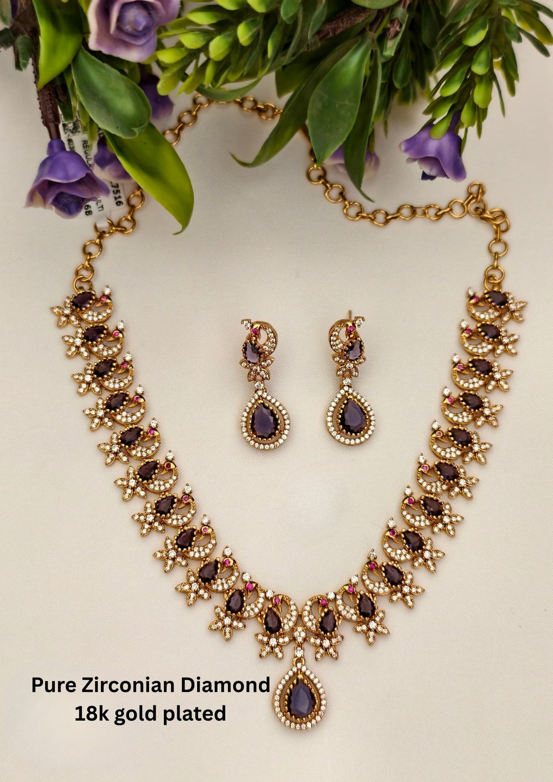Pure Zirconian Diamond Necklace with Earrings s180041