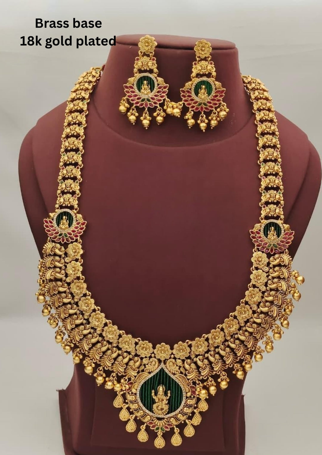 Kundan Temple Necklace with Earrings s900068