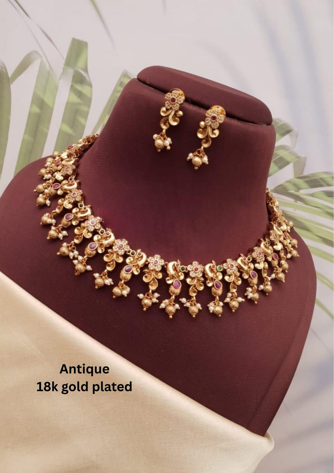 Kundan Antique Necklace with Earrings g101199