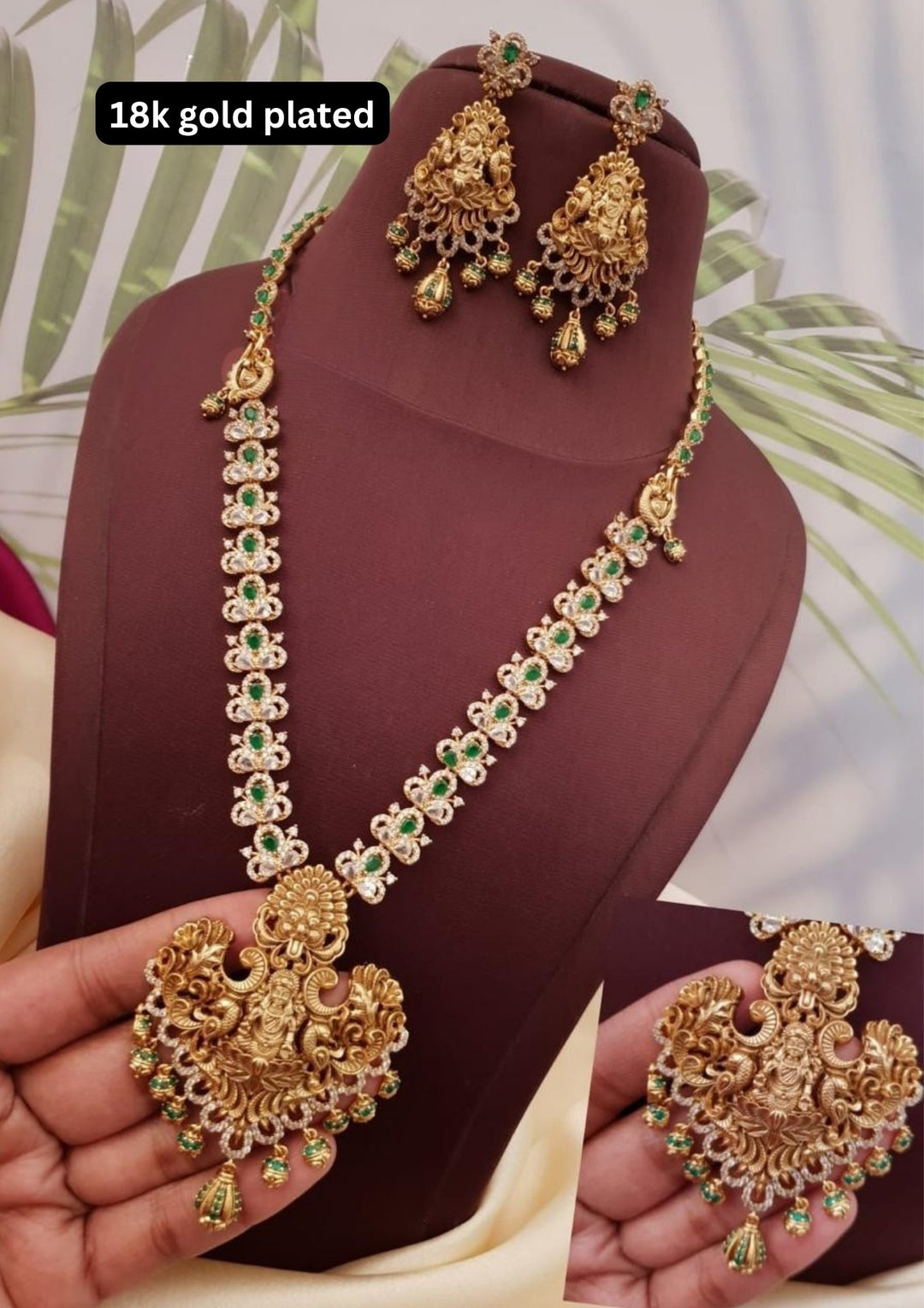 Kundan Temple Necklace with Earrings g102599