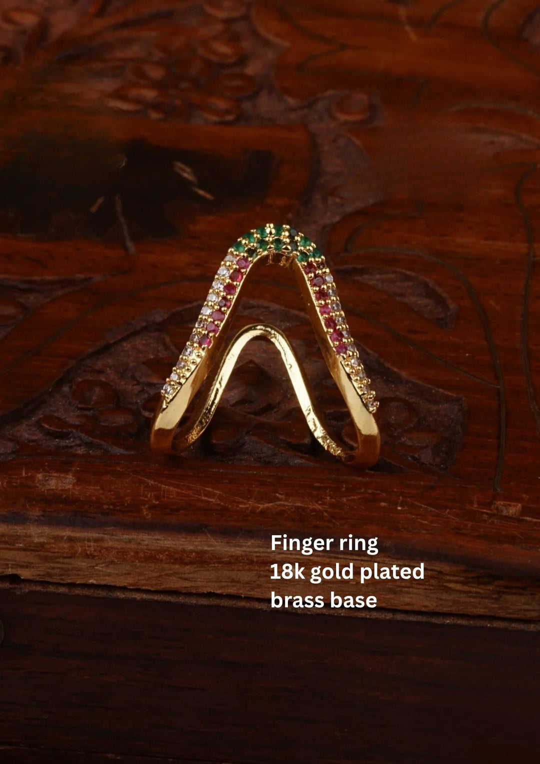 Kundan Stone Gold Finish Ring c 102020