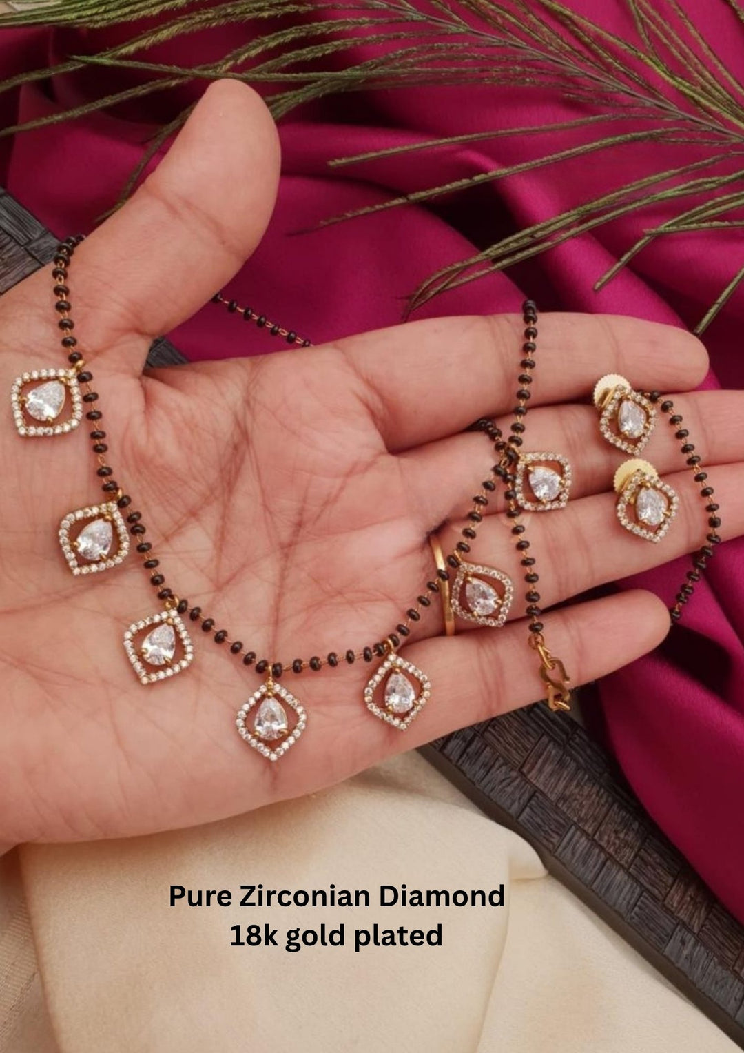 Pure Zirconian Diamond Mangalsutra  with Earrings g10499