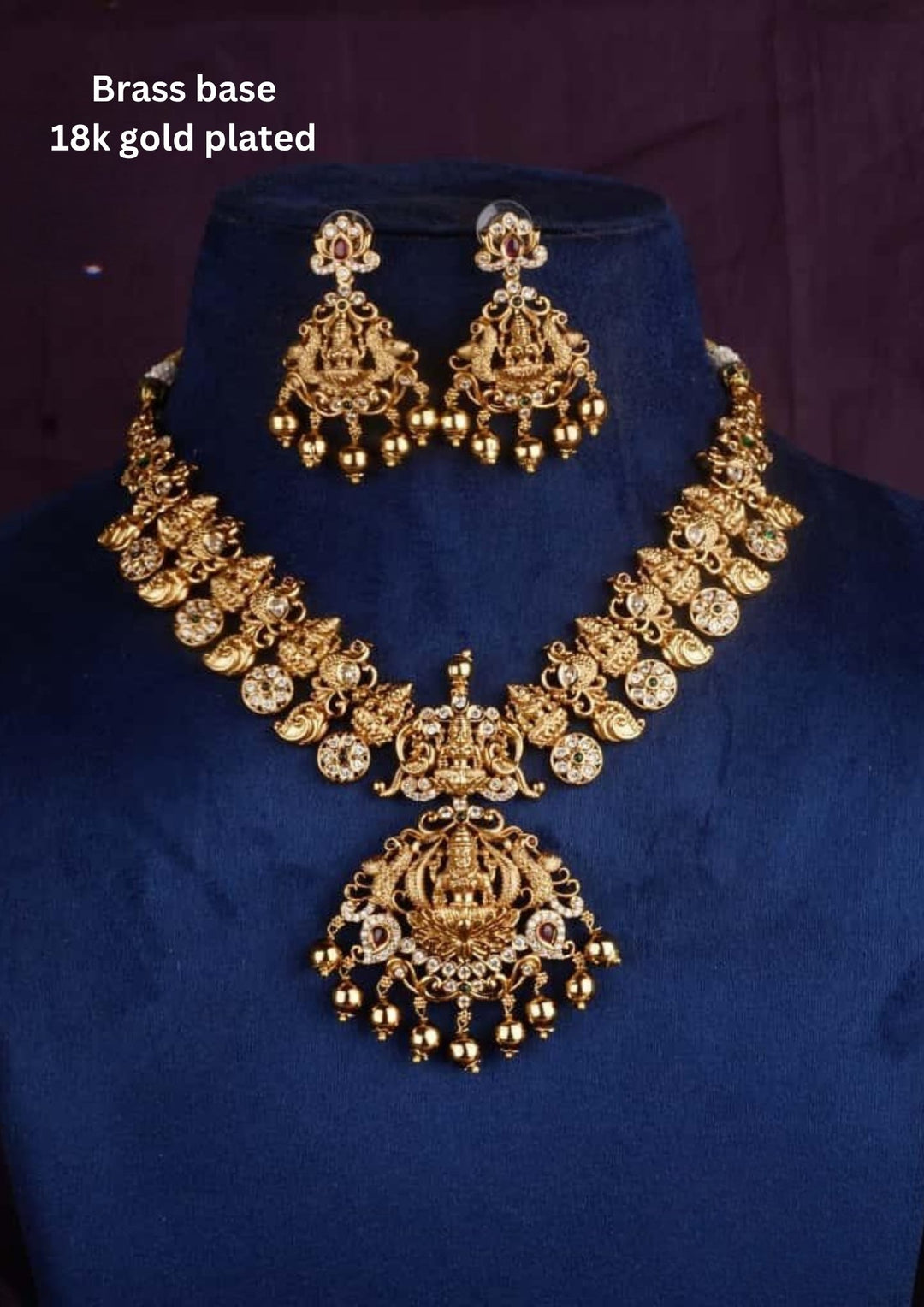 Kundan Temple Necklace with Earrings c1012020