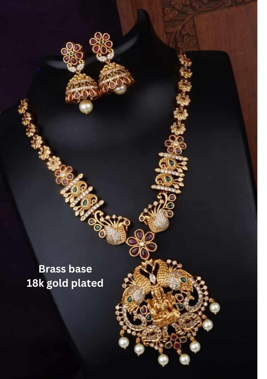Kundan Temple Necklace with Earrings c1016020