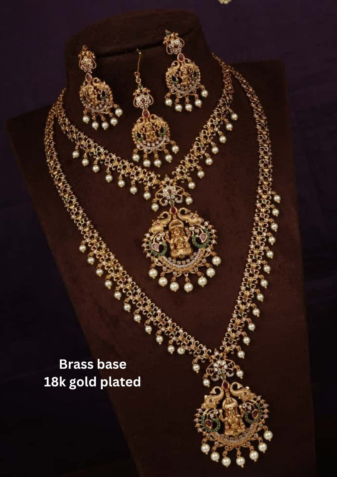 Kundan Temple Necklace with Earrings and Mangtikka c1015020