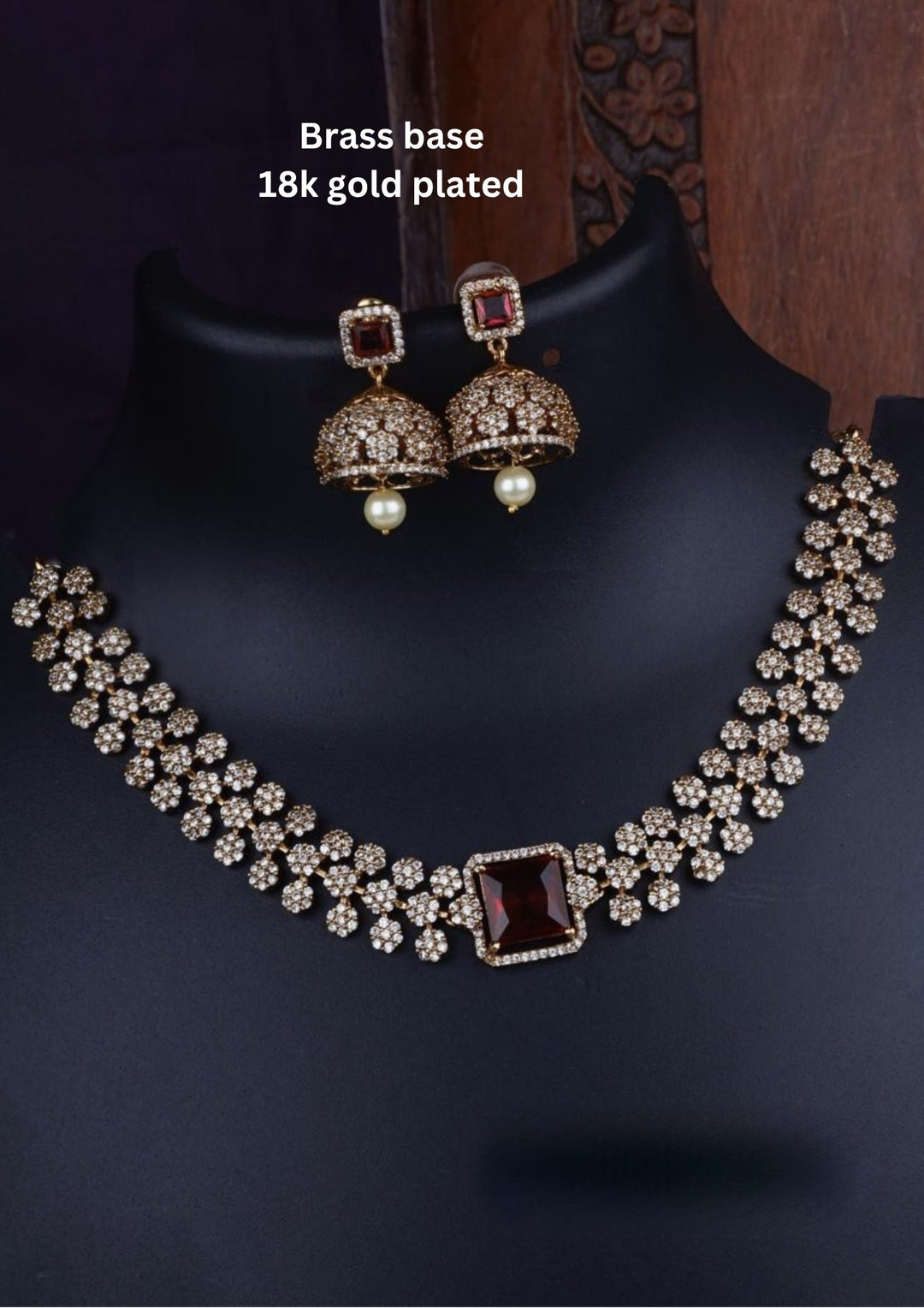 Kundan Silver Base Gold Plated Necklace with Earrings c 1011020