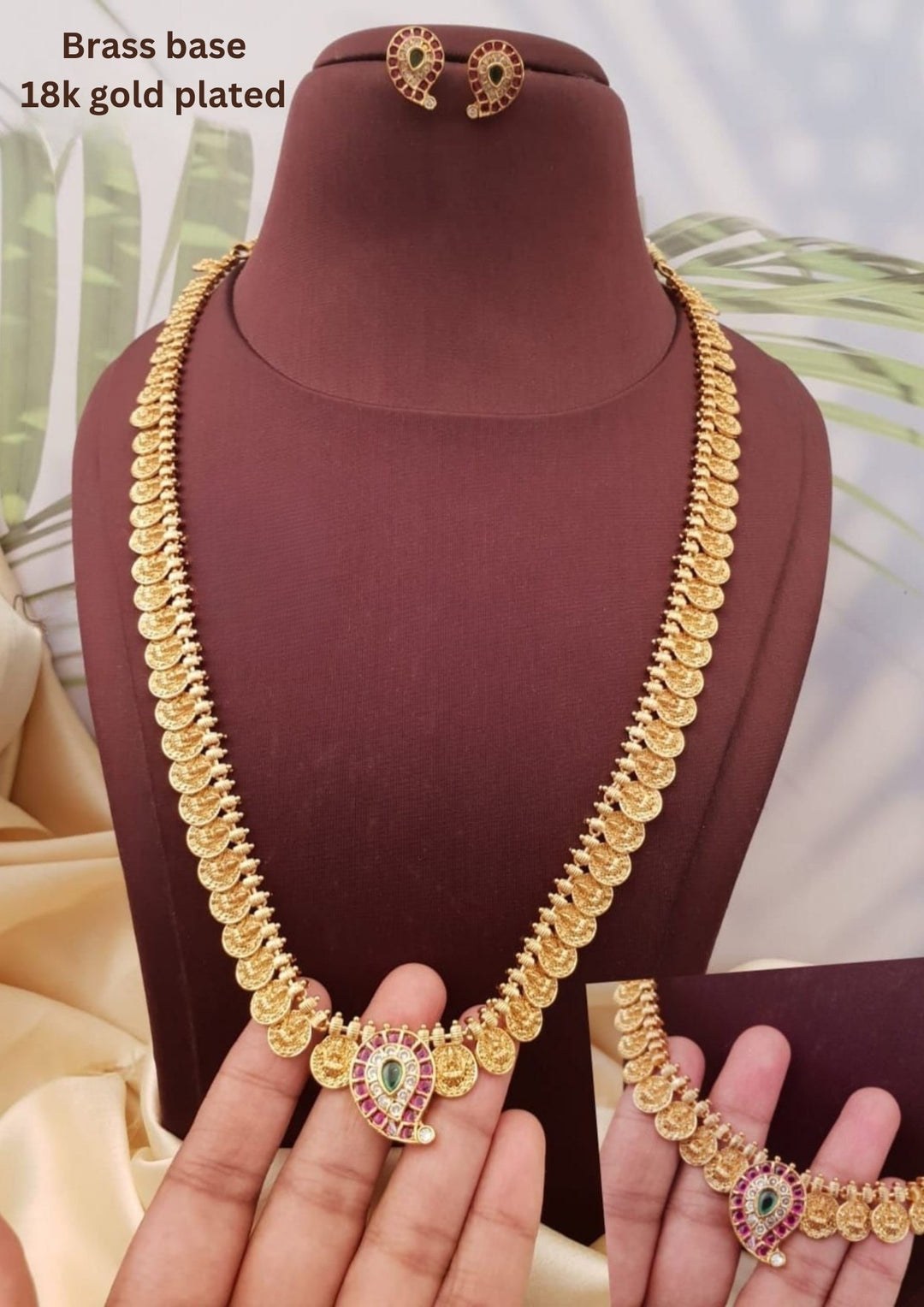 Kundan Temple Necklace with Earrings g10850