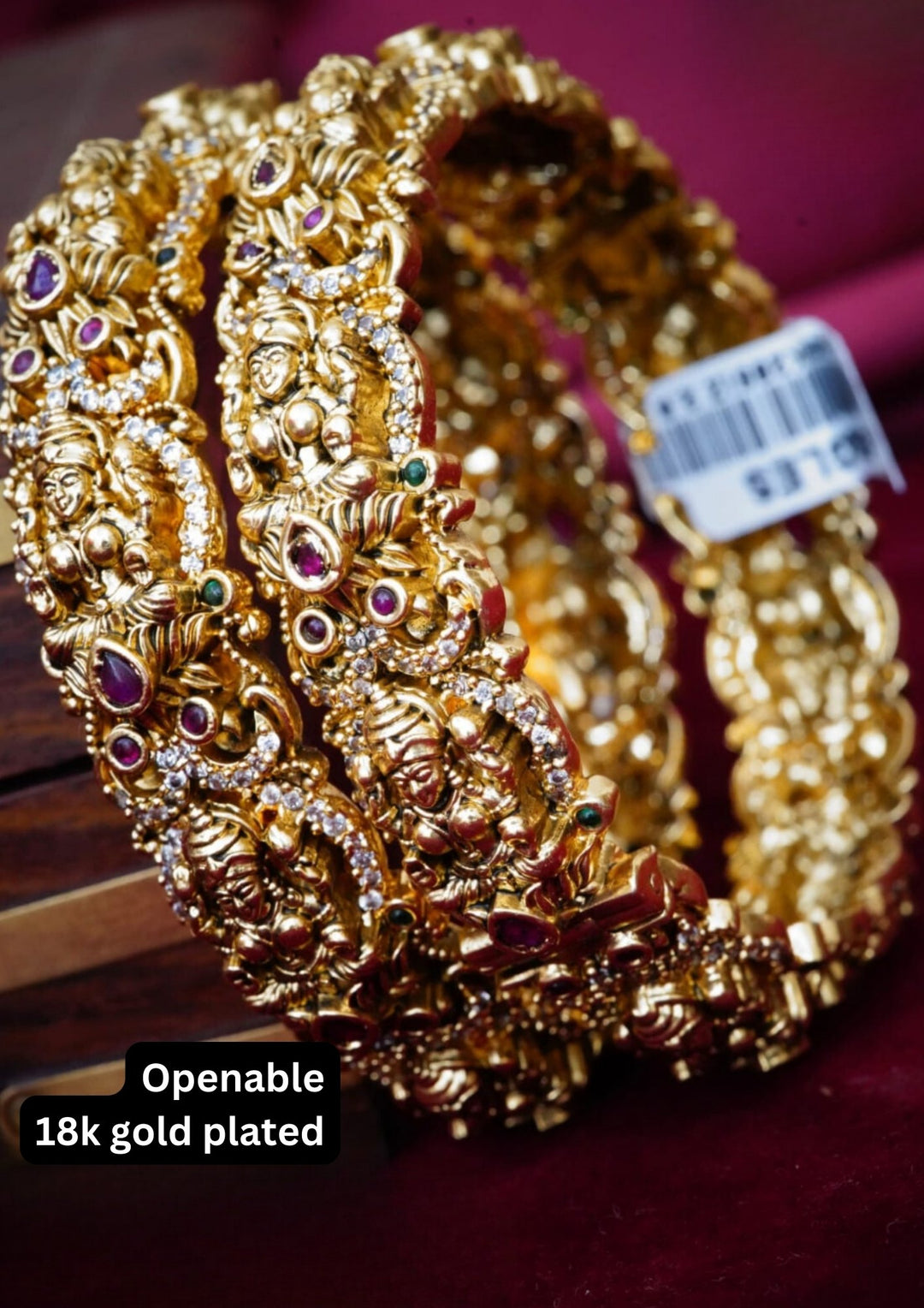 Kundan stone openable temple jewelry bangles yle 320 (set of 2)