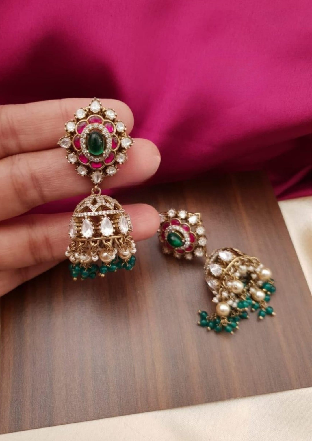 Kundan Moissinite Jhumkas g102050