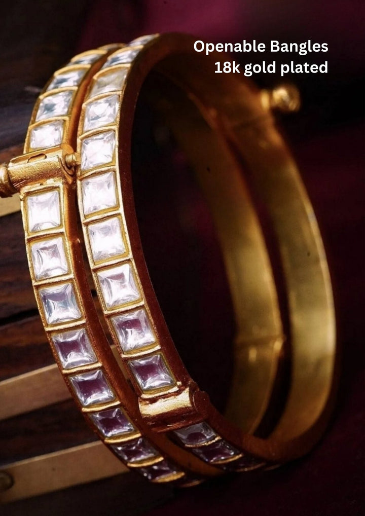 Jadau Kundan Brass Base  Openable Bangles yle400 (set of 2)