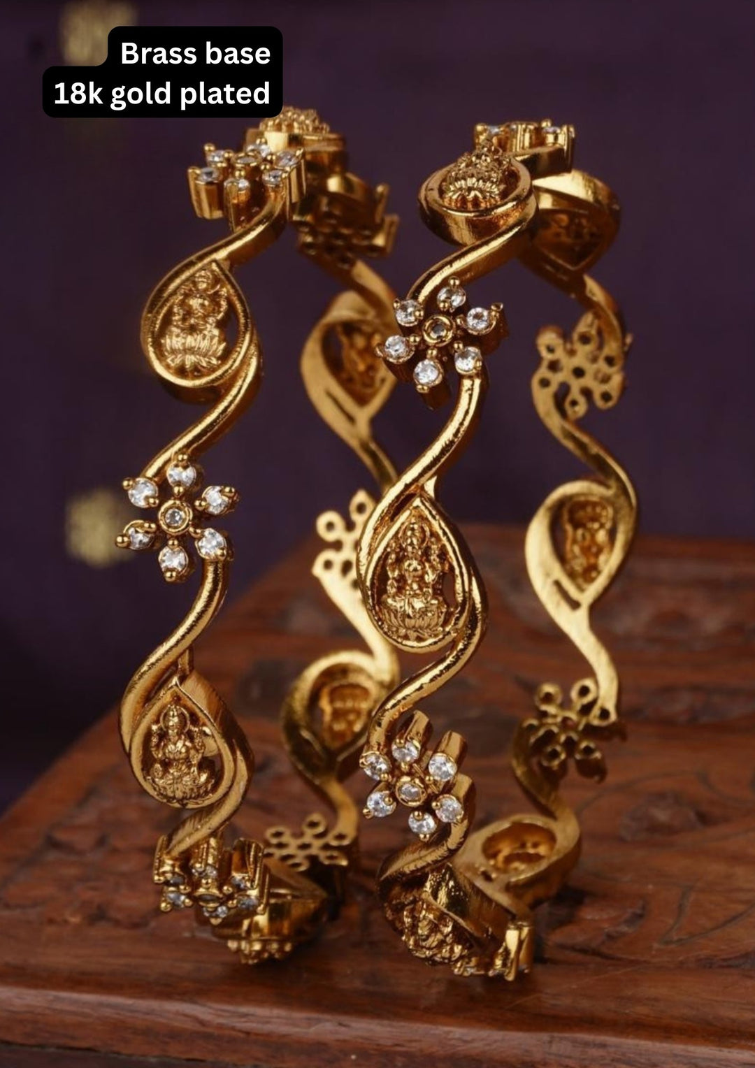 Kundan stone temple jewelry bangles (set of 2) c104020