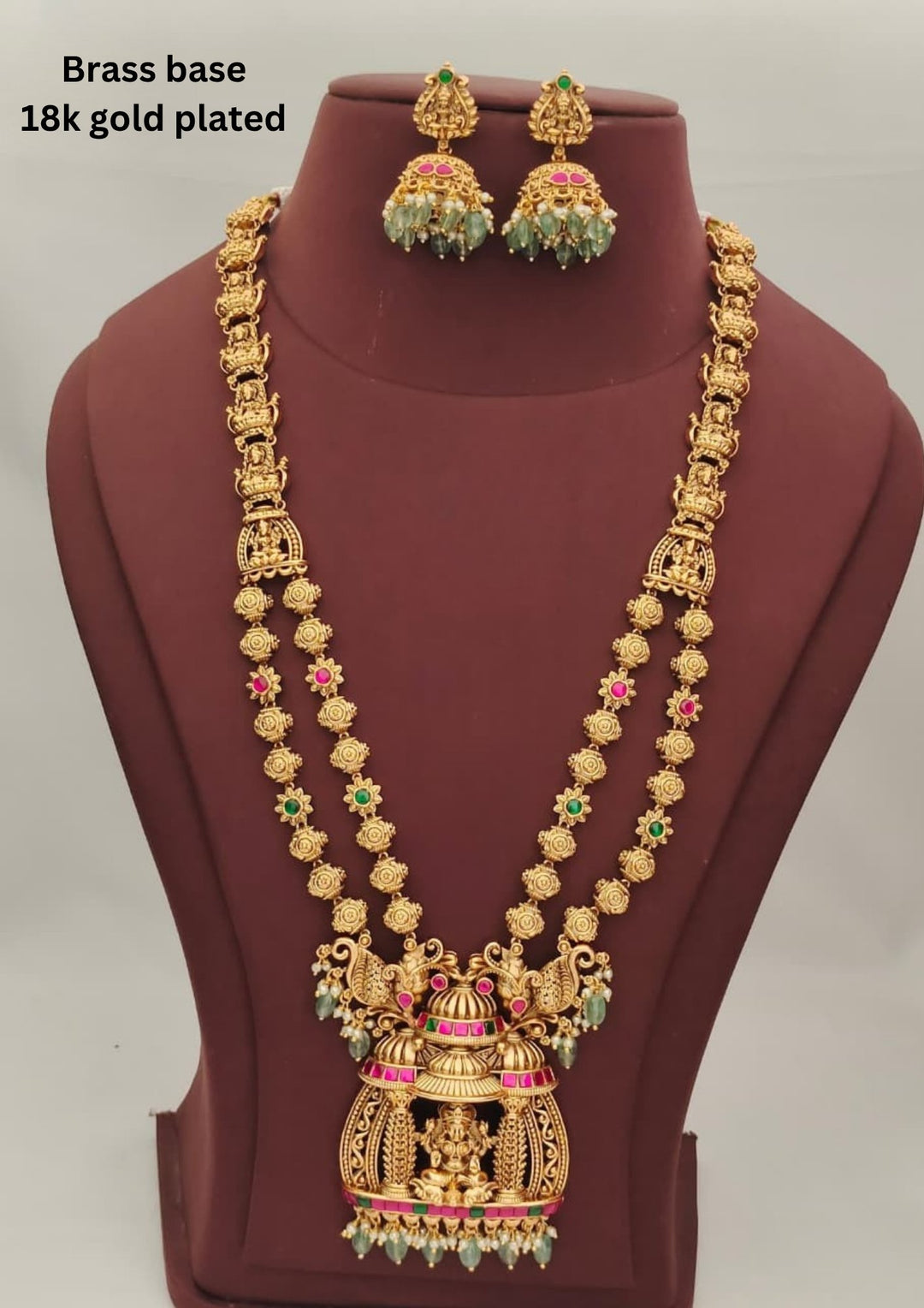 Kundan Temple Necklace with Earrings s600065