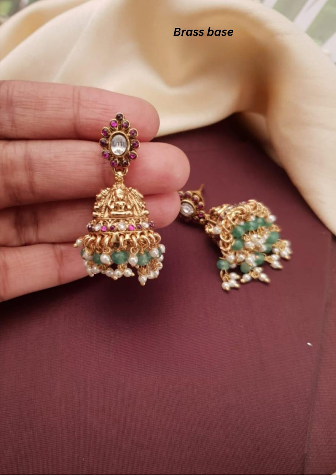 Kundan Brass Base Earrings g 101250