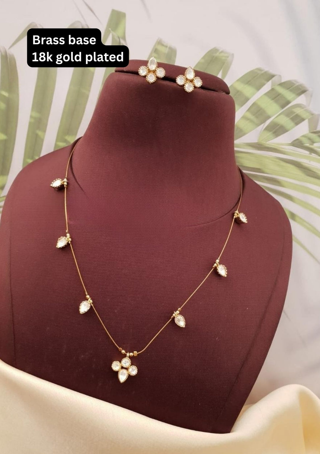 Moissinite stone Necklace with Screwback Earrings g10920