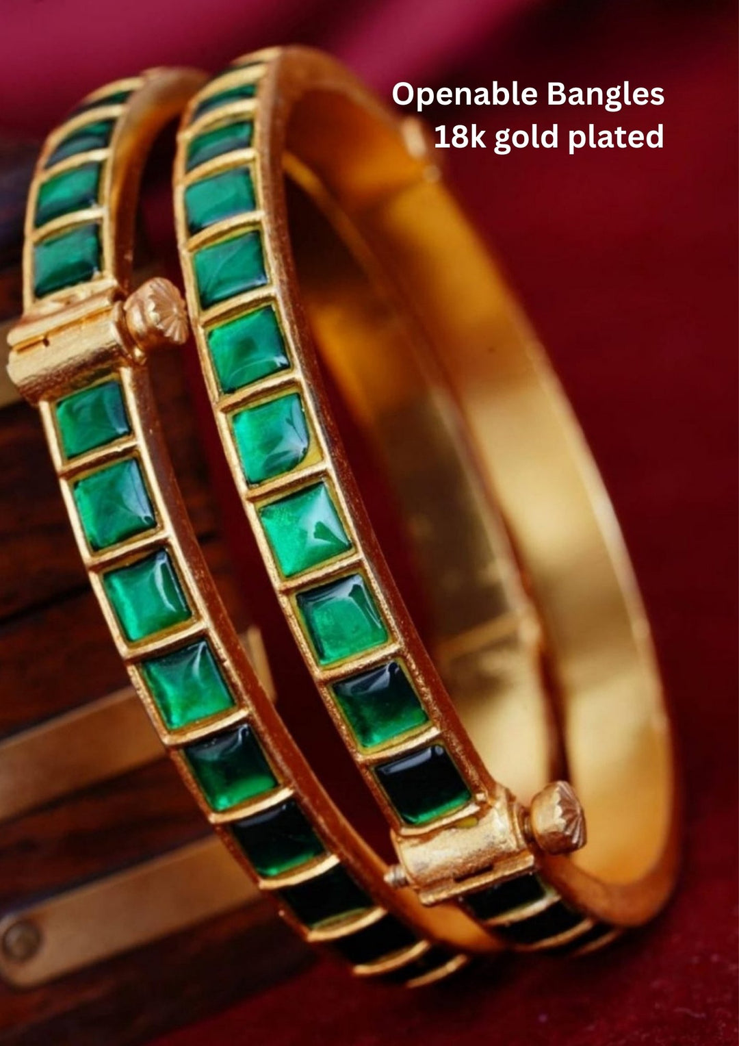 Jadau Kundan Brass Base  Openable Bangles yle400 (set of 2)
