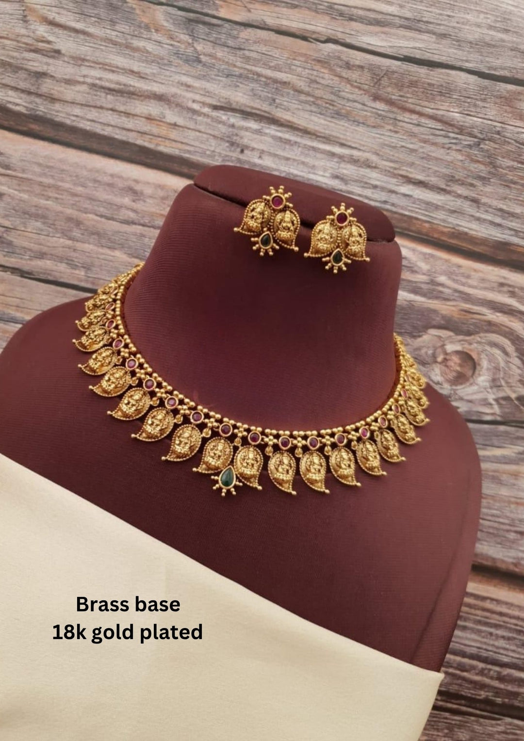 Kundan Temple Necklace with Earrings g10999
