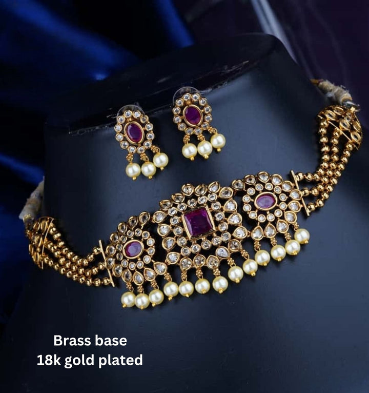 Kundan Necklace with Earrings  c107520