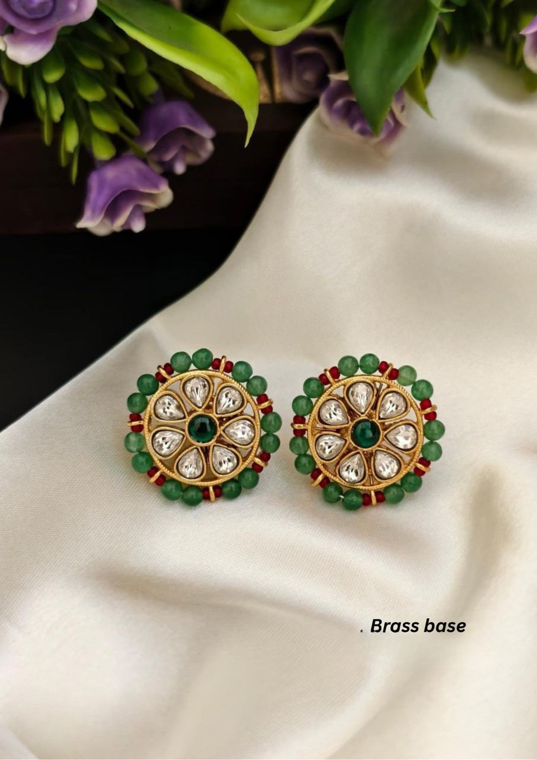 Kundan Brass Base  Earrings s 95007