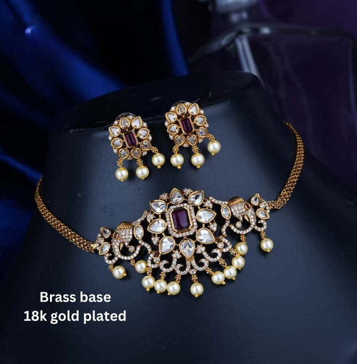 Kundan Necklace with Earrings  c107020