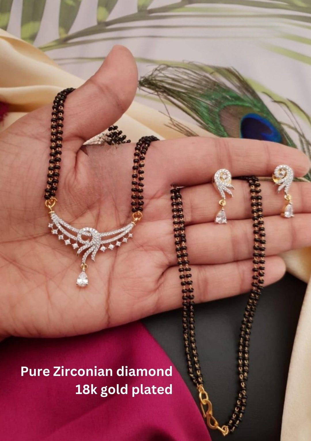 Pure Zirconian Diamond  Mangalsutra with Earrings g10550