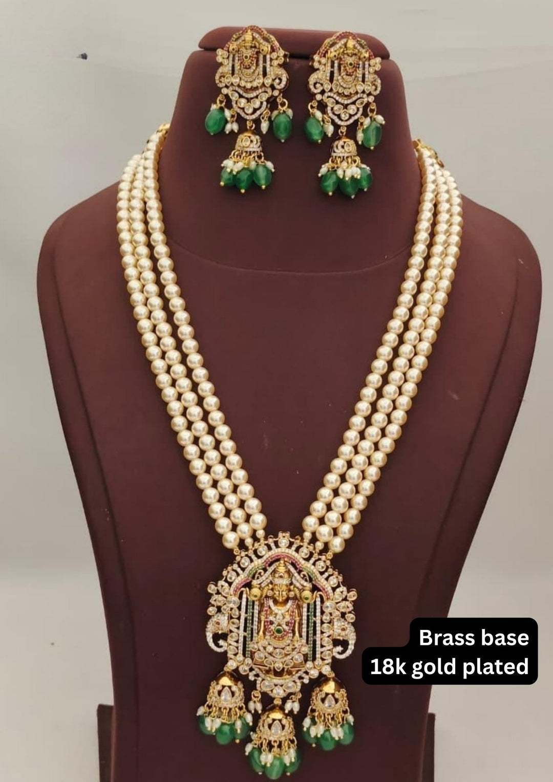 Kundan & Beads Temple Necklace with Earrings s360023