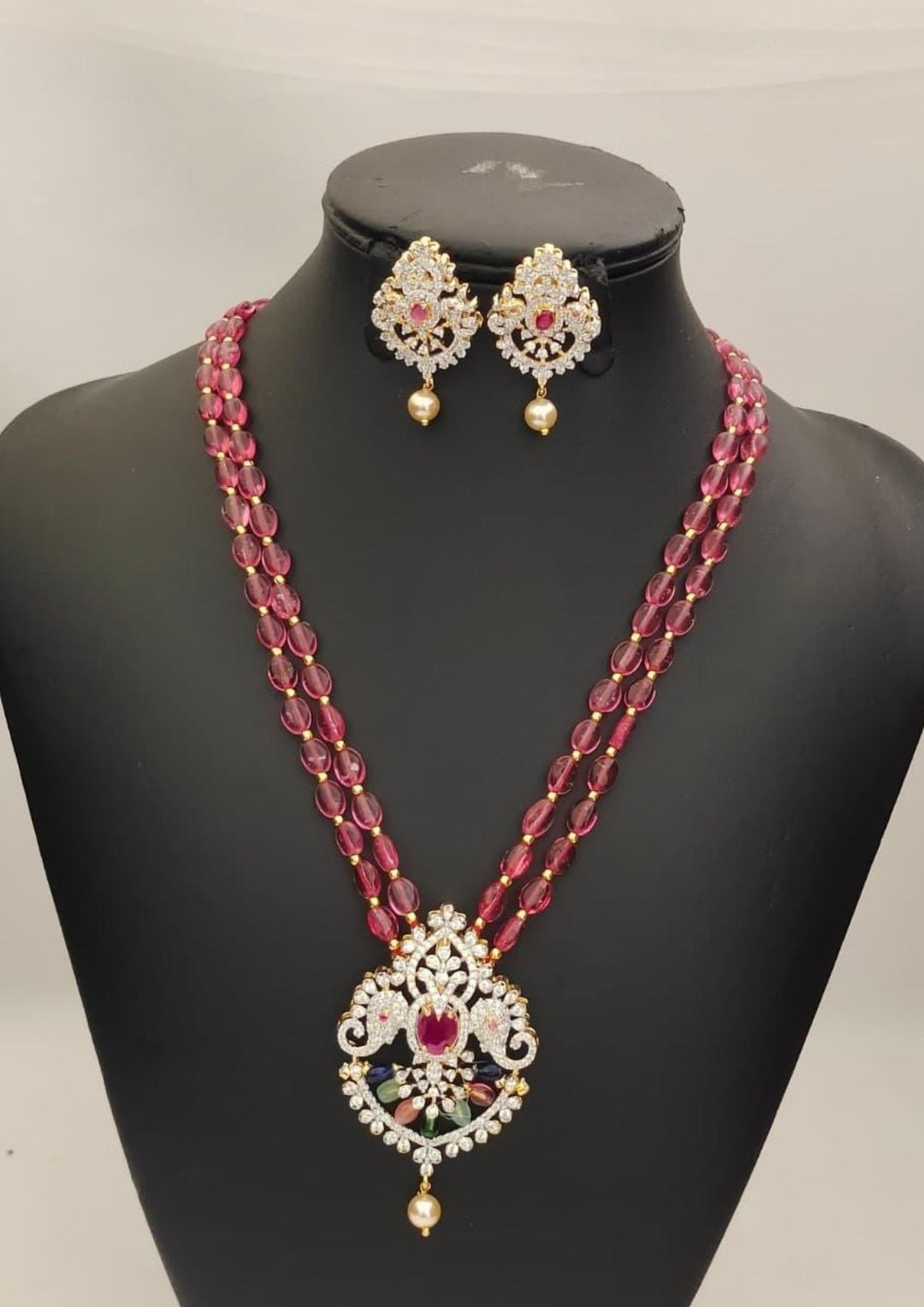 Kundan & Beads Necklace with Earrings s220081