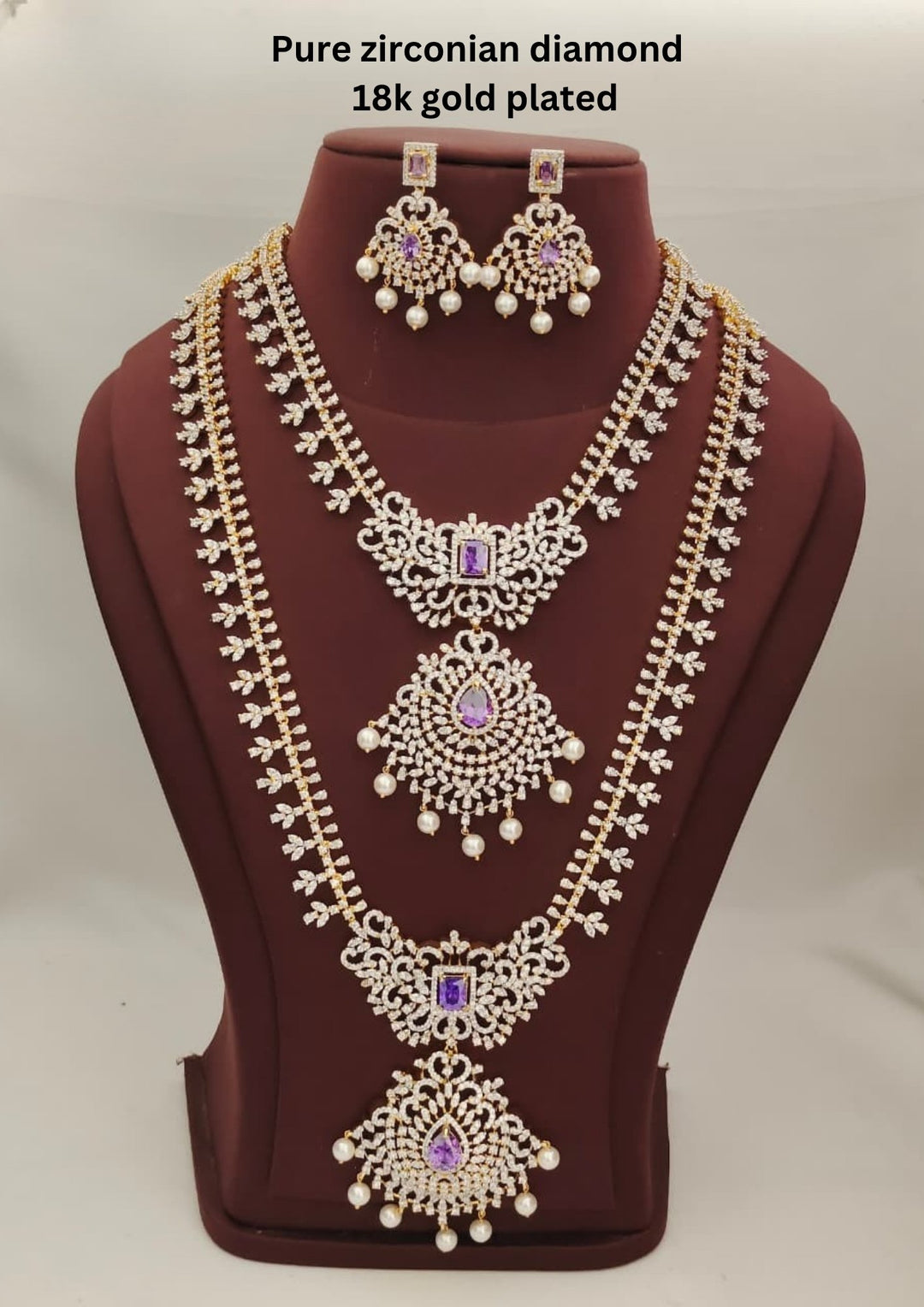 Pure Zirconian Diamond Necklace With Earrings s560025