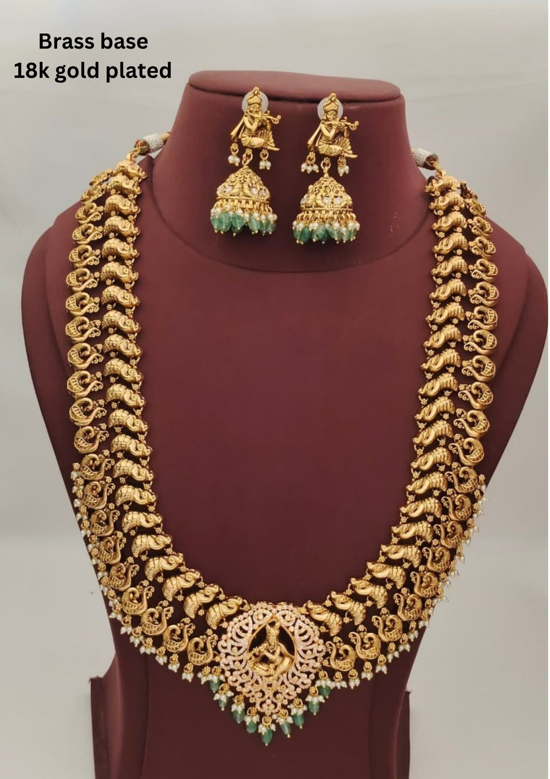 Kundan Temple Necklace with Earrings s800067