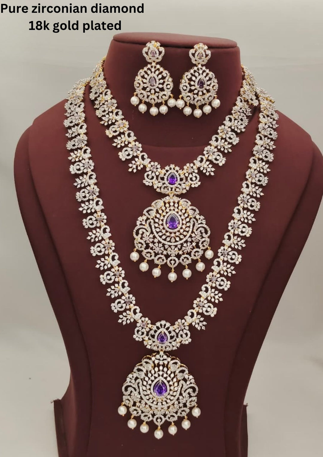 Pure Zirconian Diamond Necklace With Earrings s560025