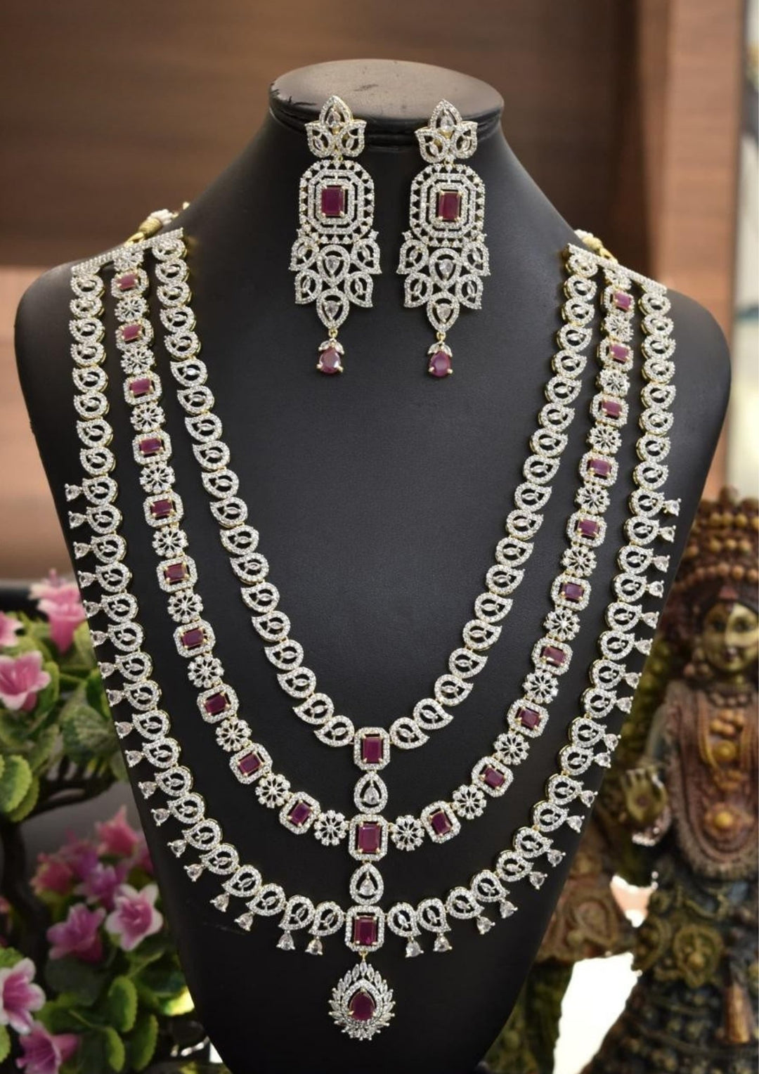 Pure Zirconian Diamond Necklace with Earrings s500064