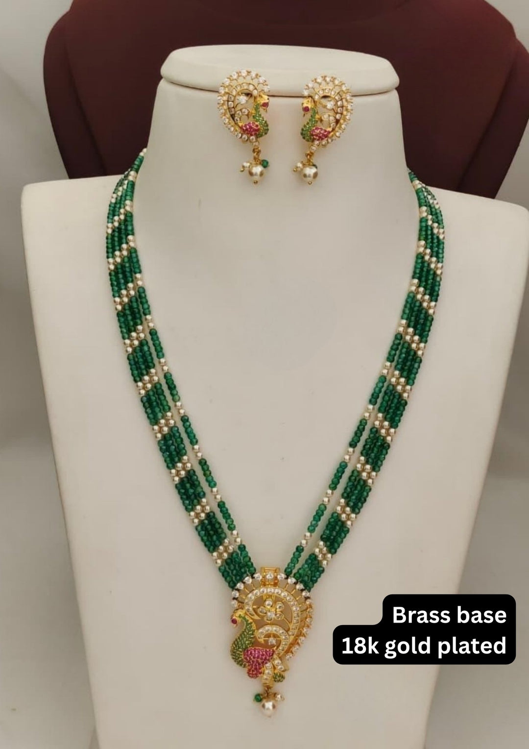 Kundan & CZ Beads Necklace with Earrings s280042