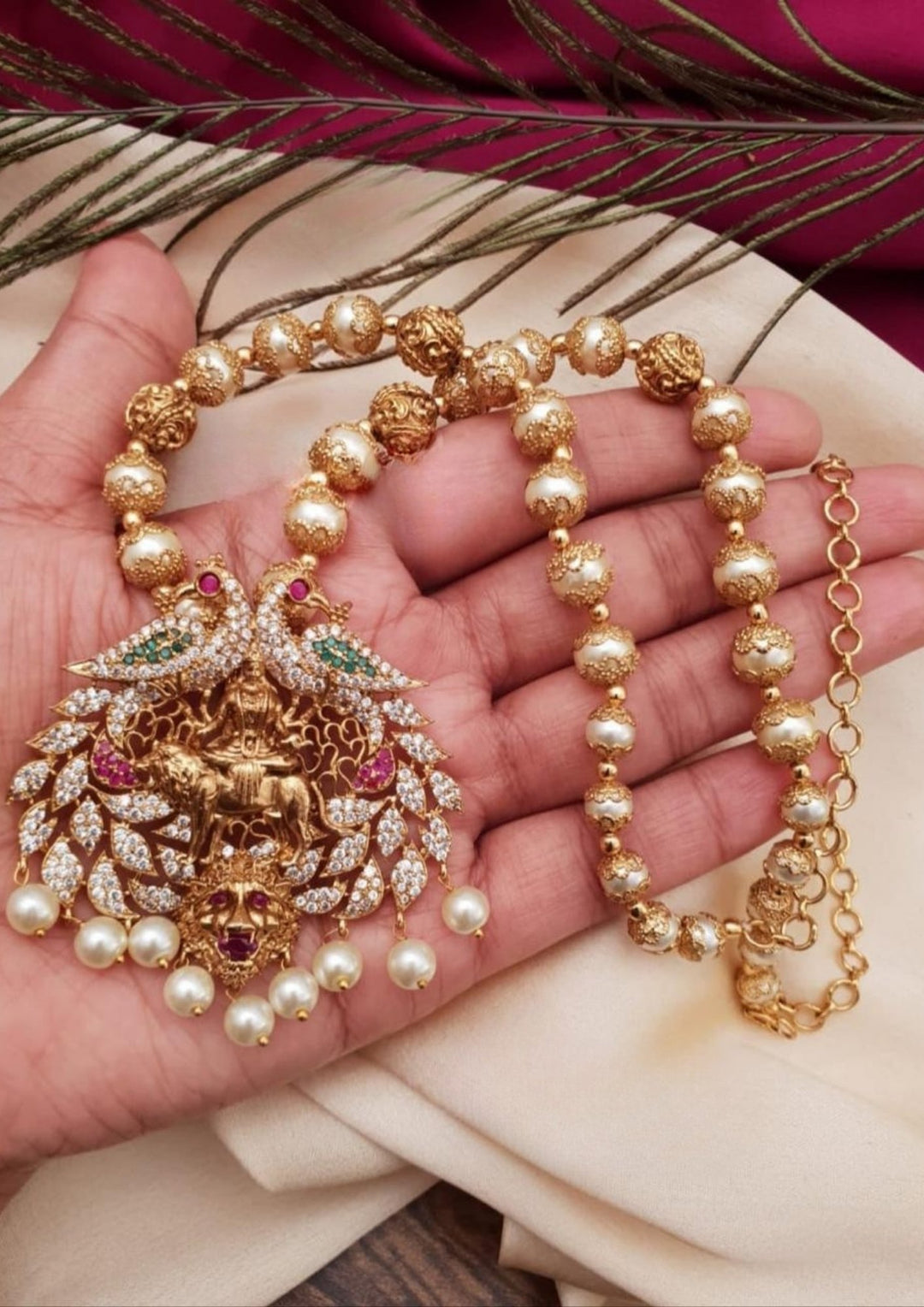 Kundan & Beads 24 inch Necklace with Earrings g10999