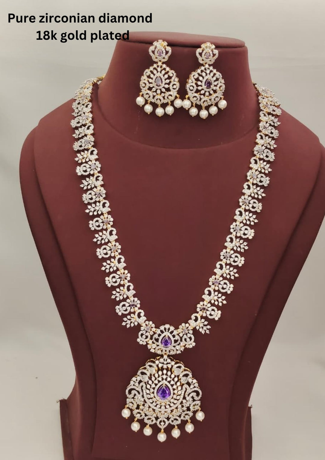 Pure Zirconian Diamond Necklace With Earrings s360023