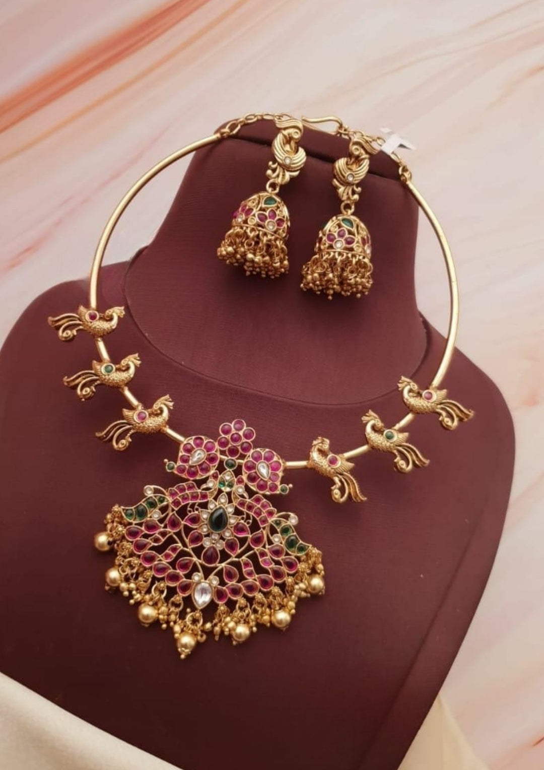 Kundan Real Kemp Necklace with Earrings g102150