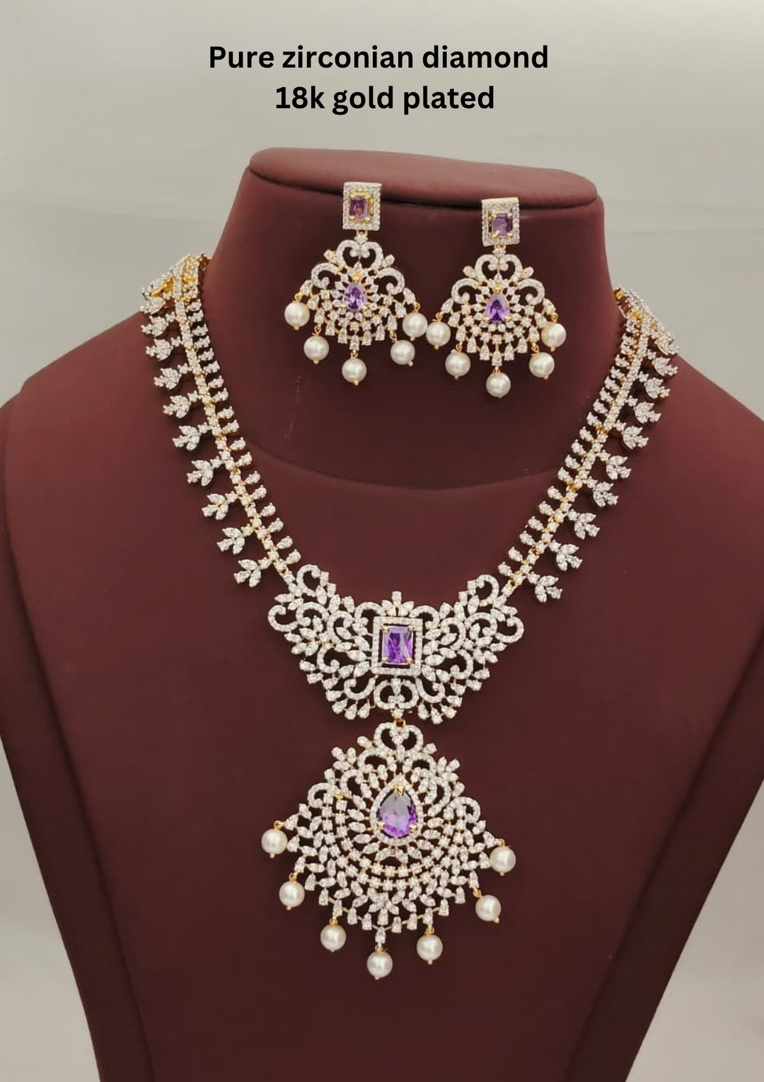 Pure Zirconian Diamond Necklace With Earrings s300062