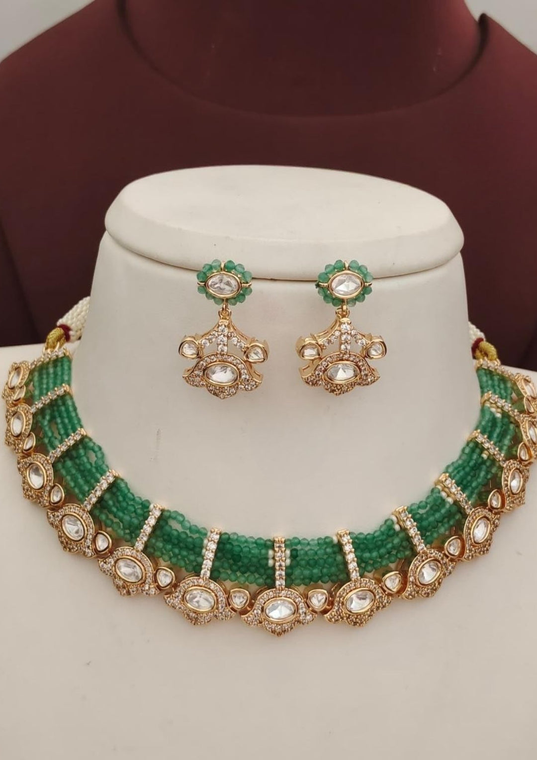 Kundan & Beads Necklace with Earrings s380043
