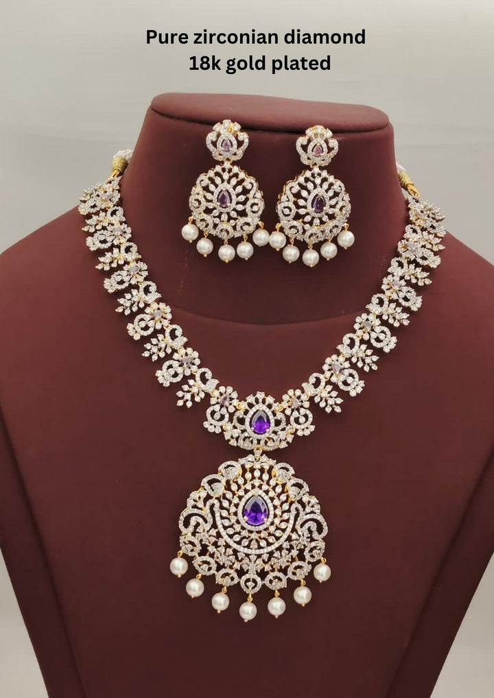 Pure Zirconian Diamond Necklace With Earrings s300062