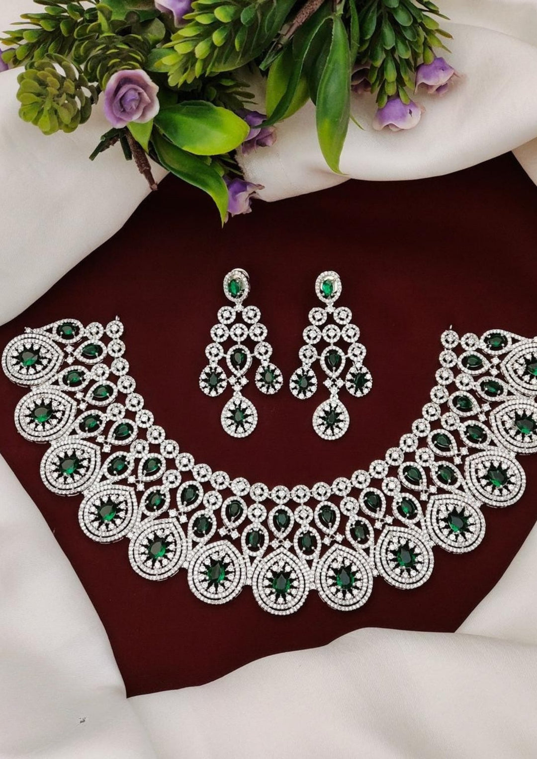 Pure Zirconian Diamond Necklace with Earrings s500054